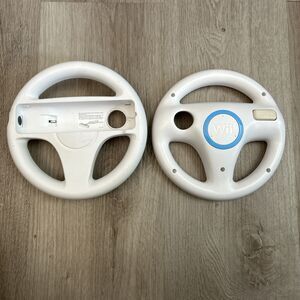 Nintendo Wii Steering Wheel x2 Mario Kart Racing OEM Official White RVL-024
